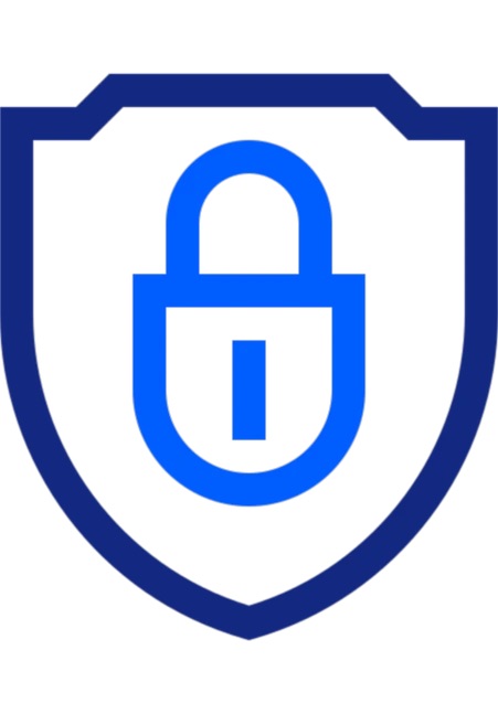Blue shield with a padlock